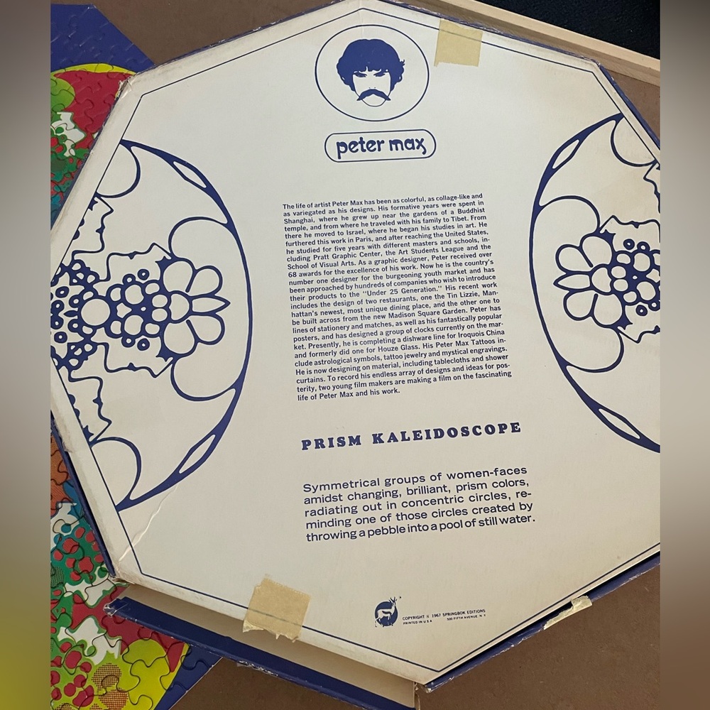 VTG 1967 Springbok 500 piece Prism Kaleidoscope by Peter Max jigsaw puzzle - Picture 5 of 7